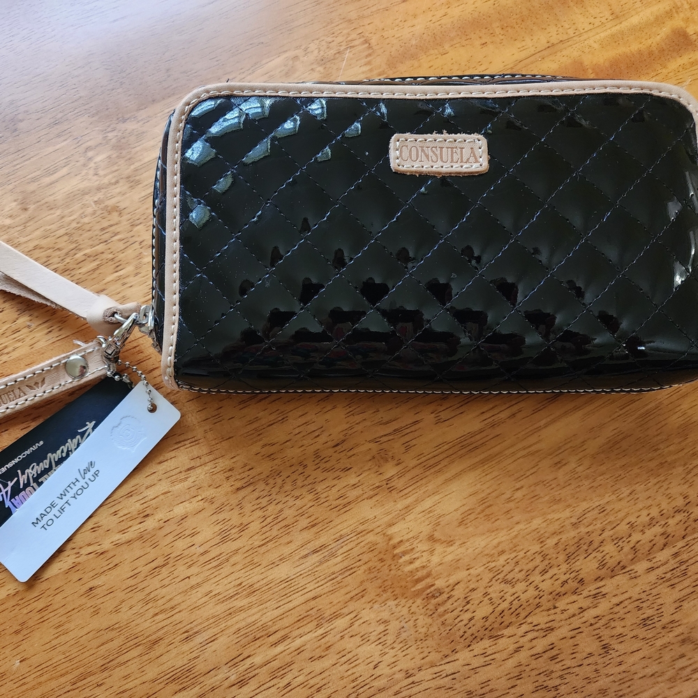 Consuela Black and Tan Quilted Wallet